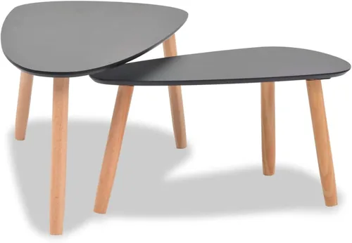 Vista 4 de Juego de mesa de centro para sala de estar, mesa de centro grande, mesa de centro para sala de estar, Mesitas para sala modernas, 2 piezas, madera