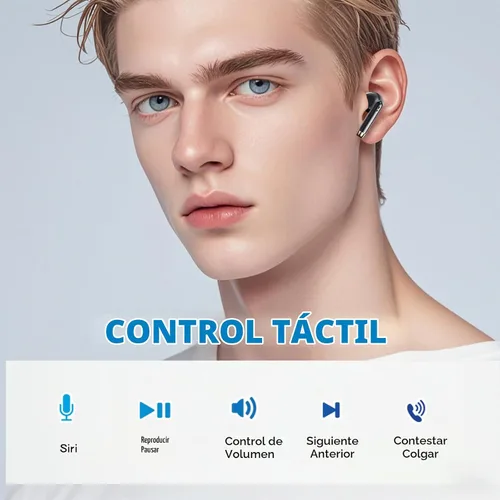 Vista 4 de Auriculares True Wireless Bluetooth 5.3 con micrófono para hacer ejercicio, cancelación de ruido, auriculares Blue Tooth, graves profundos, TWS