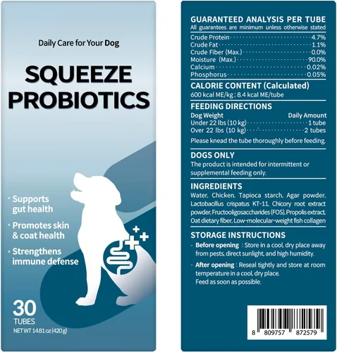 Vista 13 de Doctor By Probióticos exprimibles para perros Salud intestinal Inmunidad Cuidado de la piel y alergia Alivio de la diarrea Soporte digestivo