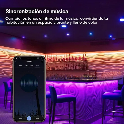 Vista 6 de Bombilla inteligente GU10 compatible con Alexa, Google Home, SmartThings, bombillas LED WiFi de 5 W, cambio de color, no requiere concentrador
