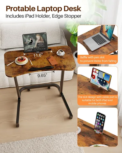 Vista 6 de Escritorio para caminar con parte superior inclinable, escritorio de pie Marrón