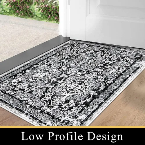 Vista 6 de Vaukki Alfombra de pasillo, alfombra vintage peluda y suave para lavandería, alfombra antideslizante para entrada, alfombra lavable de estilo granja