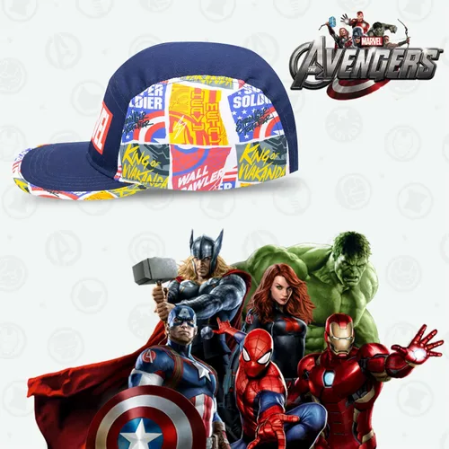 Vista 2 de Marvel Avengers, Captain America, Hulk, Ironman - Gorra de béisbol de ala plana, para niños de 5 a 15 años, marino