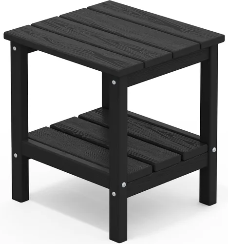 Vista 28 de SERWALL Mesa auxiliar de 2 niveles HDPE para exteriores, resistente a la intemperie, mesa auxiliar Adirondack rectangular Aruba