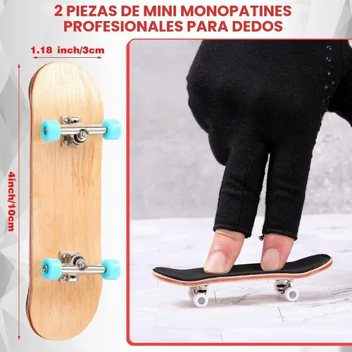 Vista 2 de 2 piezas de patineta de madera para dedos, parque de patinetas mini, patinetas para dedos mini, juguete de patineta profesional con mini