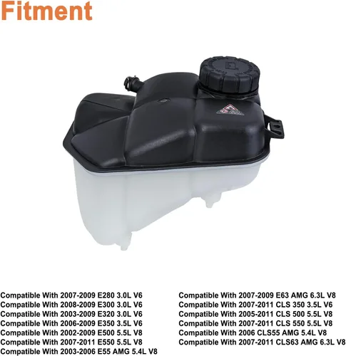 Vista 3 de Depósito de refrigerante del motor Depósito de expansión del radiador con tapa. Sustituye a la parte # 603-283, 2115000049. Compatible con Mercedes