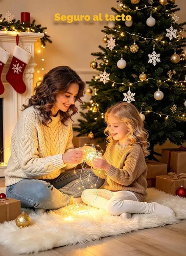 Vista 4 de Minetom - Luces de hadas a pilas con control remoto, 33 pies, 100 luces LED impermeables para interior y exterior, luz titilante estrellada