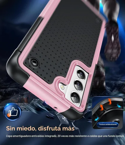 Vista 4 de LeYi Funda para Samsung Galaxy S21 FE-Case: con protector de pantalla Galss Negro Rosa