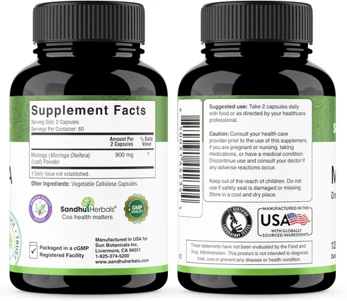 Vista 6 de SANDHUHERBALS Paquete Shilajit con Moringa Cápsulas para hombres y mujeres Apoya la energía, el sistema inmunológico, la piel y la salud