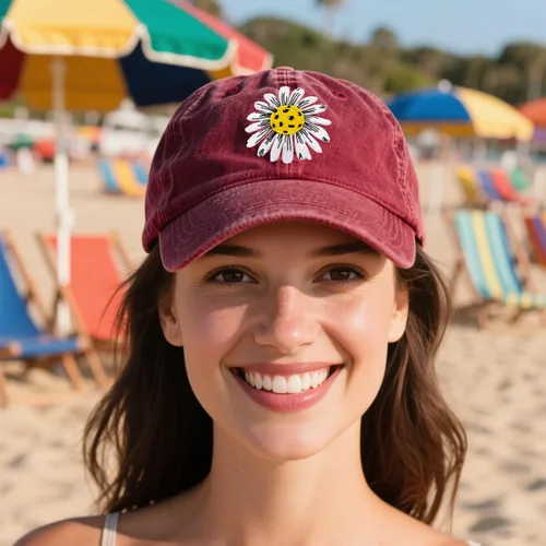 Vista 5 de Waldeal Sombrero de pickleball para mujer, gorra de béisbol de mezclilla lavada con margaritas bordadas ajustables