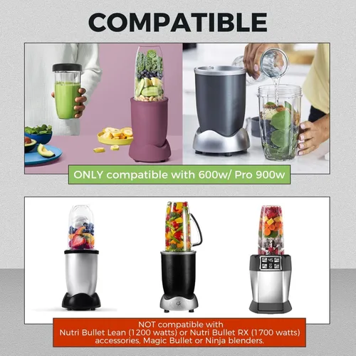 Vista 38 de Vasos de licuadora de repuesto para licuadora Nutribullet de 18 onzas con tapa, compatible con Nutribullet 600 W 900 W licuadora exprimidor