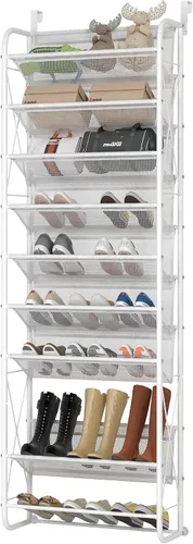 Vista 8 de Zapatero colgante de 10 niveles para almacenamiento de zapatos de puerta, zapatero para armario, despensa, sobre la puerta, organizador de zapatos