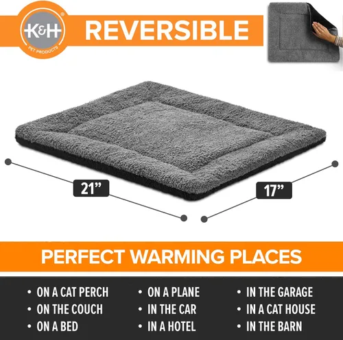 Vista 2 de K&H Pet Products - Almohadilla de autocalentamiento para mascotas, 21 x 17 pulgadas, gris/negra