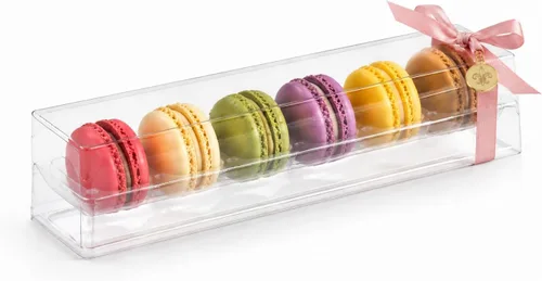 Vista 12 de Pastry Chef's Boutique - Cajas de regalo pequeñas de plástico transparente para macarons franceses - Capacidad para 2 macarons - Tamaño de cavidad