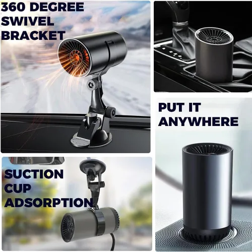 Vista 7 de Descongelador de parabrisas portátil de 12 V 150 W giratorio 180° para automóvil, SUV, camión, caravana, remolque, se conecta al encendedor