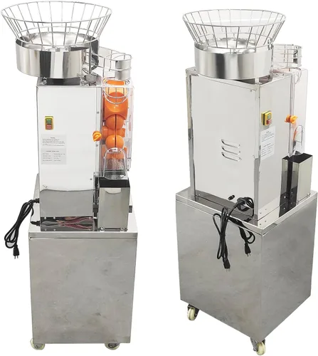 Vista 9 de Exprimidor de naranjas comercial de 120 W, extractor eléctrico automático de cítricos (20 naranjas/minuto) Exprimidor vertical de limón de 110 V