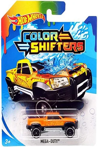 Vista 5 de Hot Wheels Cambiadores de color Mega Duty ~ CFM51- Color naranja a amarillo
