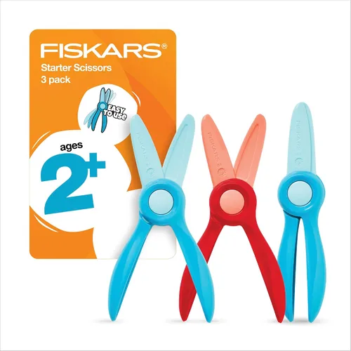 Vista 14 de Fiskars - Tijeras de entrenamiento para preescolares de 3 años en adelante (paquete de 3), tijeras de seguridad para niños pequeños con palanca