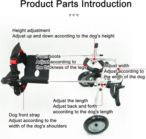 Vista 3 de Silla de ruedas para perros para patas traseras, silla de ruedas para perro, perrito/cachorro ajustable para patas traseras, carrito