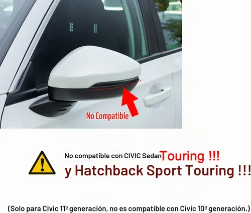 Vista 6 de Thenice - Funda para espejo retrovisor lateral para Honda Civic-2026, color negro brillante For 11th gen Civic side rearview mirror protector