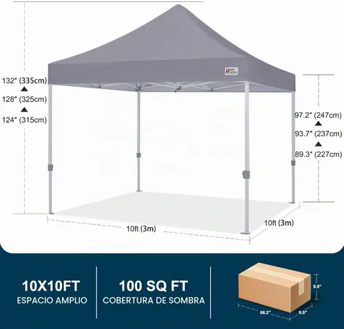Vista 4 de MASTERCANOPY Carpa Plegable de Grado Comercial 10x10 pies Refugio Instantáneo (Gris)