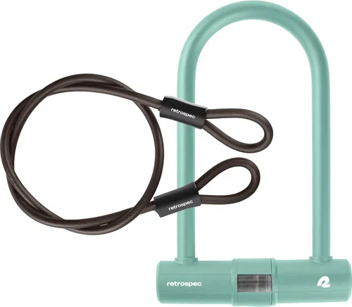 Vista 7 de Retrospec Lookout - Cerradura para bicicleta con bloqueo en U con cable de seguridad de 4 pies, cerradura de bicicleta antirrobo resistente