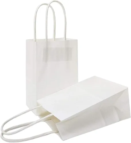 Vista 68 de AZOWA Bolsas de regalo mini de papel kraft con asas (Azul claro, 4x2.4x6, 25 piezas) Blue Color, Kraft Paper, Mini Size, 25 Pieces, Party Bags