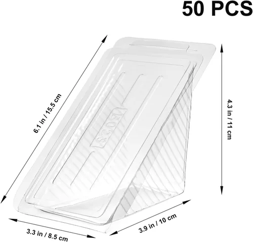 Vista 3 de DOITOOL Sandwich Case 50PCS Caja de embalaje de sándwich de plástico, recipientes de magdalena triángulo transparente para panadería, restaurante