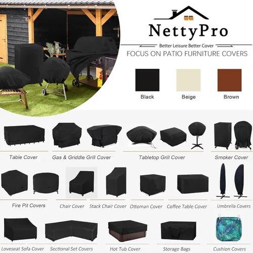 Vista 7 de NettyPro Cubierta para caja de cubierta, resistente a la decoloración, resistente a la decoloración, para patio al aire libre, funda de banco
