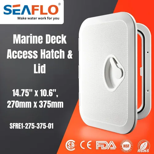 Vista 3 de SEAFLO Escotilla de acceso rectangular para cubierta de barco marino - Blanco/Negro, con cerradura y llave/Regular