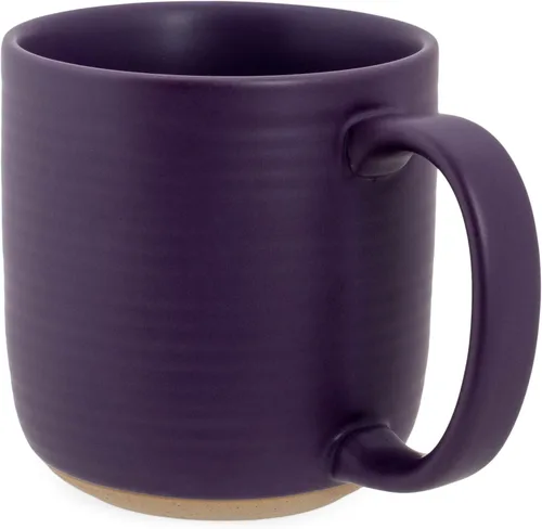 Vista 3 de Elanze Designs Juego de 2 tazas de café de cerámica de cerámica de 16 onzas, color morado acanalado