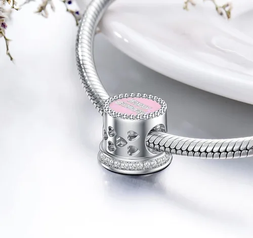 Vista 7 de LONAGO Abalorio de plata de ley 925 con diseño de mariposa y pavo real para mujer