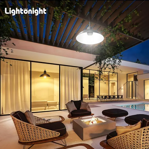 Vista 5 de Lightonight Luz Solar para Cobertizo Luz Colgante Exterior con Panel Solar de 4000mAh Cálida/Blanca Regulable con Control Remoto, Luz Colgante