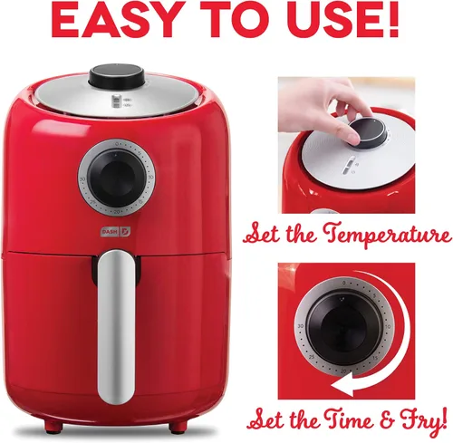 Vista 4 de DASH Horno freidora de aire compacto con control de temperatura, cesta de freír antiadherente, guía de recetas + función de apagado automático, 2