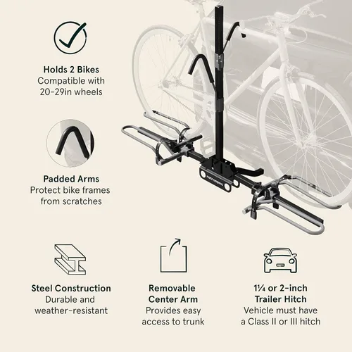 Vista 2 de Retrospec Lenox - Soporte para bicicleta con receptor de 2 pulgadas, 2 portabicicletas, clase II o III