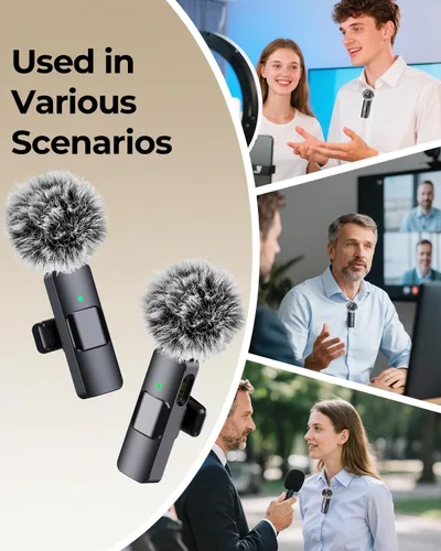 Vista 6 de BAILIXIN Micrófono 3 en 1 para iPhone, Android, cámara, micrófonos inalámbricos, mini micrófono, micrófono de solapa con reducción de ruido, sonido