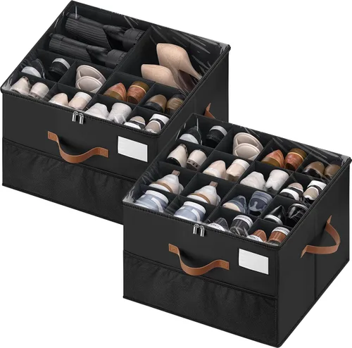 Vista 10 de Organizador de zapatos para armario, 1 paquete contenedor de almacenamiento de zapatos con divisores ajustables, organizador de almacenamiento