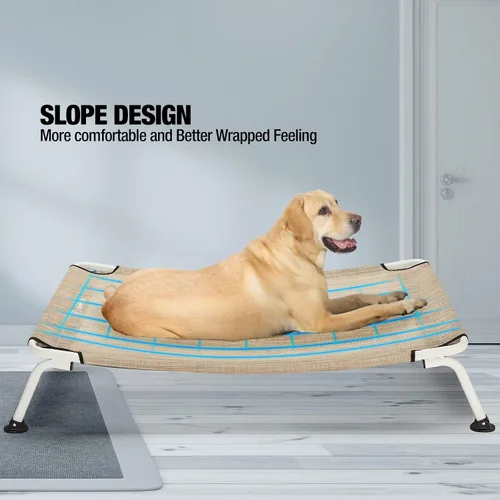 Vista 2 de Veehoo Cama elevada para perros para exteriores, camas elevadas impermeables y refrescantes para perros, camas cots XL, hamaca curvada