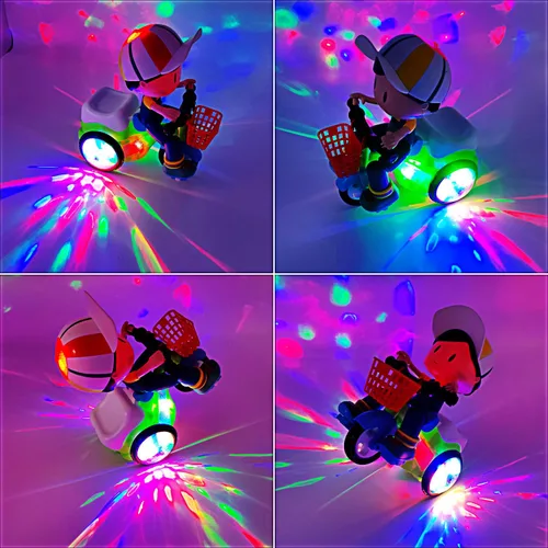 Vista 3 de Tipmant Triciclo Eléctrico para Bebés y Niños Pequeños Juguete de Motocicleta de Dibujos Animados Vehículo con Acrobacias, Música, Luces Luminosas