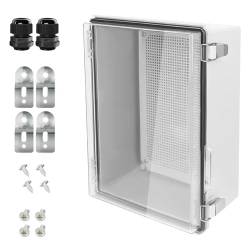 Vista 25 de LeMotech Caja Eléctrica, IP67 Impermeable con Bisagras Cubierta Transparente Pestillo de Acero Inoxidable Caja de Conexiones, Carcasa Eléctrica