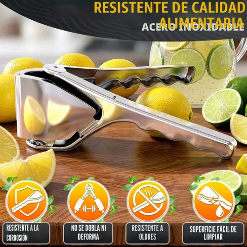 Vista 3 de Exprimidor de limón de acero inoxidable, Juicer de cítricos plegable plano resistente Lime Squeezer Presses Lemons and Limes to the Last Drop