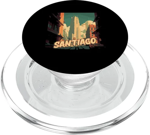Vista 7 de Santiago Retro Chile Vintage Chilean Traveling Traveler PopSockets Standard PopGrip
