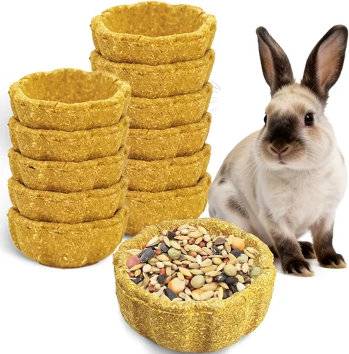 Vista 13 de BNOSDM 12 unidades de hámster comestible de Timothy Heno masticable Premium Timothy Bowl Conejo golosinas para masticar dientes Chinchilla Masticar