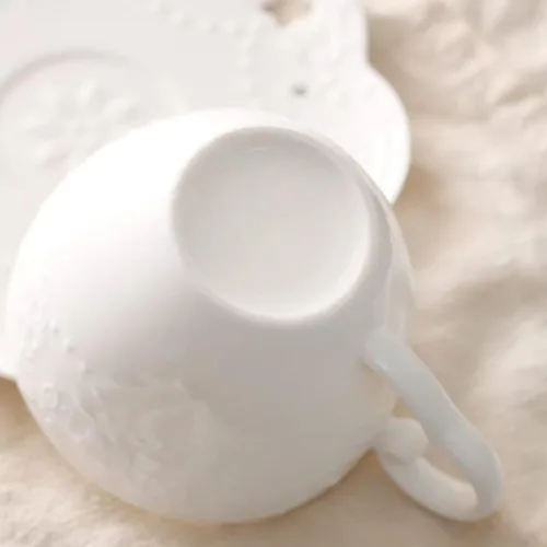 Vista 3 de Taza tazas de cerámica taza de café conjunto blanco pequeño real lujo vintage taza de té platillo boda flor tazas de café taza de café