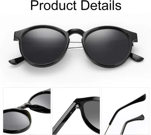 Vista 4 de Lentes de sol polarizados para mujer, estilo retro, redondos, estilo vintage