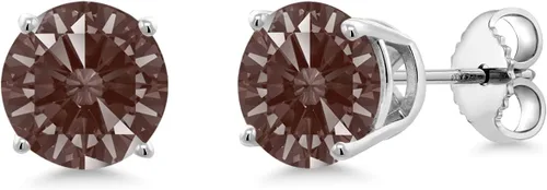 Vista 72 de Gem Stone King Aretes de plata de ley 925 con piedra natal redonda de 0.276 in para mujer