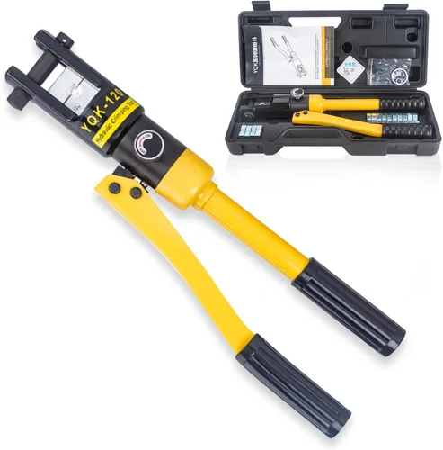Vista 9 de Alicates de crimpado hidráulico de 12 toneladas de 6 AWG a 500 MCM Kit de herramientas de prensado hidráulico de mano con terminal de cable