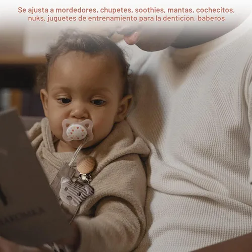 Vista 9 de Pinzas para chupete – Paquete de 5 soportes para chupete para bebés niños y niñas – Cuentas de dentición Soothie Binky Clips mordedores – La mejor
