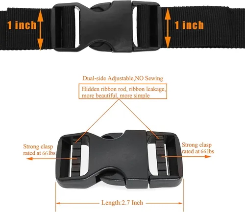 Vista 3 de 1 inch Buckle Strap Set with 10 Yards Webbing Side Release Plastic Buckle Negro