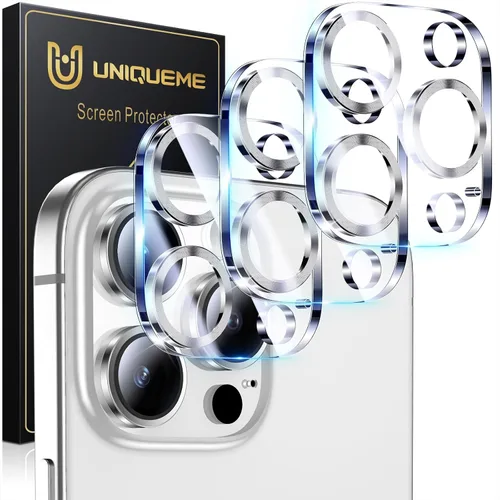 Vista 74 de UniqueMe para Paquete de 3 Protectores de Lente de Cámara para iPhone 15 Pro/iPhone 15 Pro Max, [Protección contra Caídas] [Compatible con Fundas]